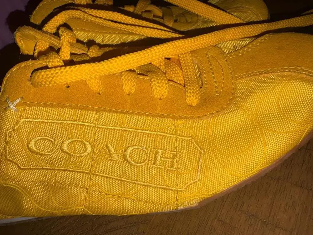 Coach Patti Signature Logo Yellow Lace-Up Sneakers
